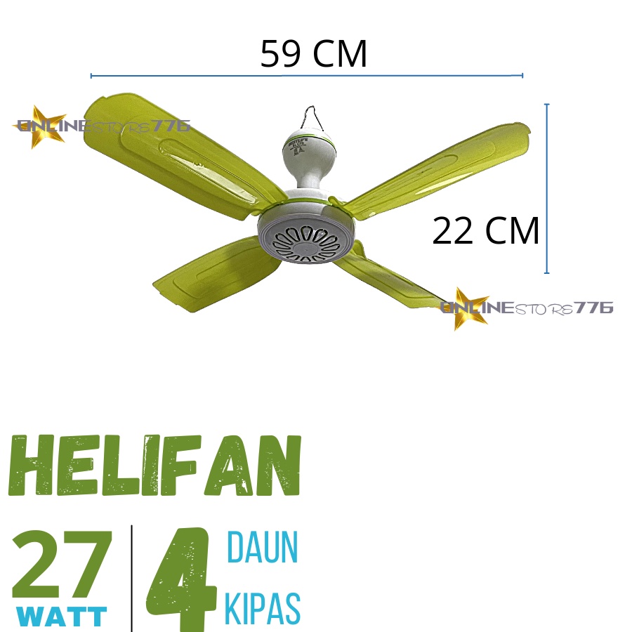 Onlinestore776 - KIPAS ANGIN GANTUNG 27W / KIPAS GANTUNG 27 WATT / CEILING FAN KENCANG TIDAK BERISIK