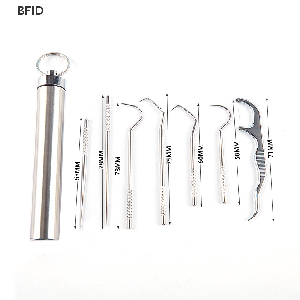 [BFID] 8pc Set Tas Tusuk Gigi Logam Stainless Steel Portabel Dapat Digunakan Kembali Untuk Piknik Outdoor [ID]