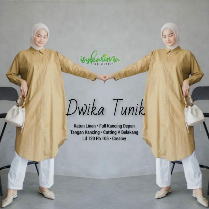 Dwika long tunik katun linen jumbo ld 120 xxl