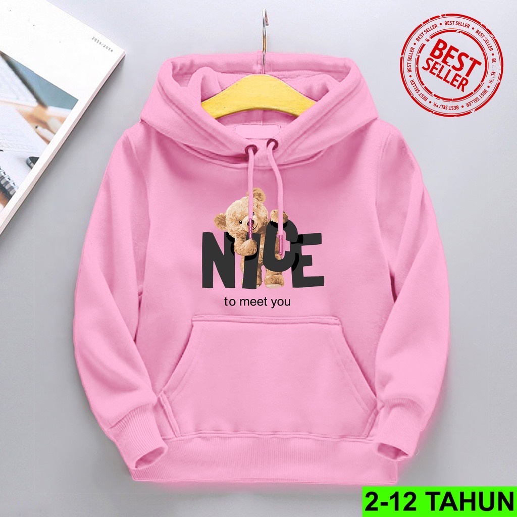 Beruang NICE Jumper Hoodie Anak II Jaket Hoodie Anak Viral II Sweater Hoodie Kids Size M - XL ( Laki Laki &amp; Peremepuan )