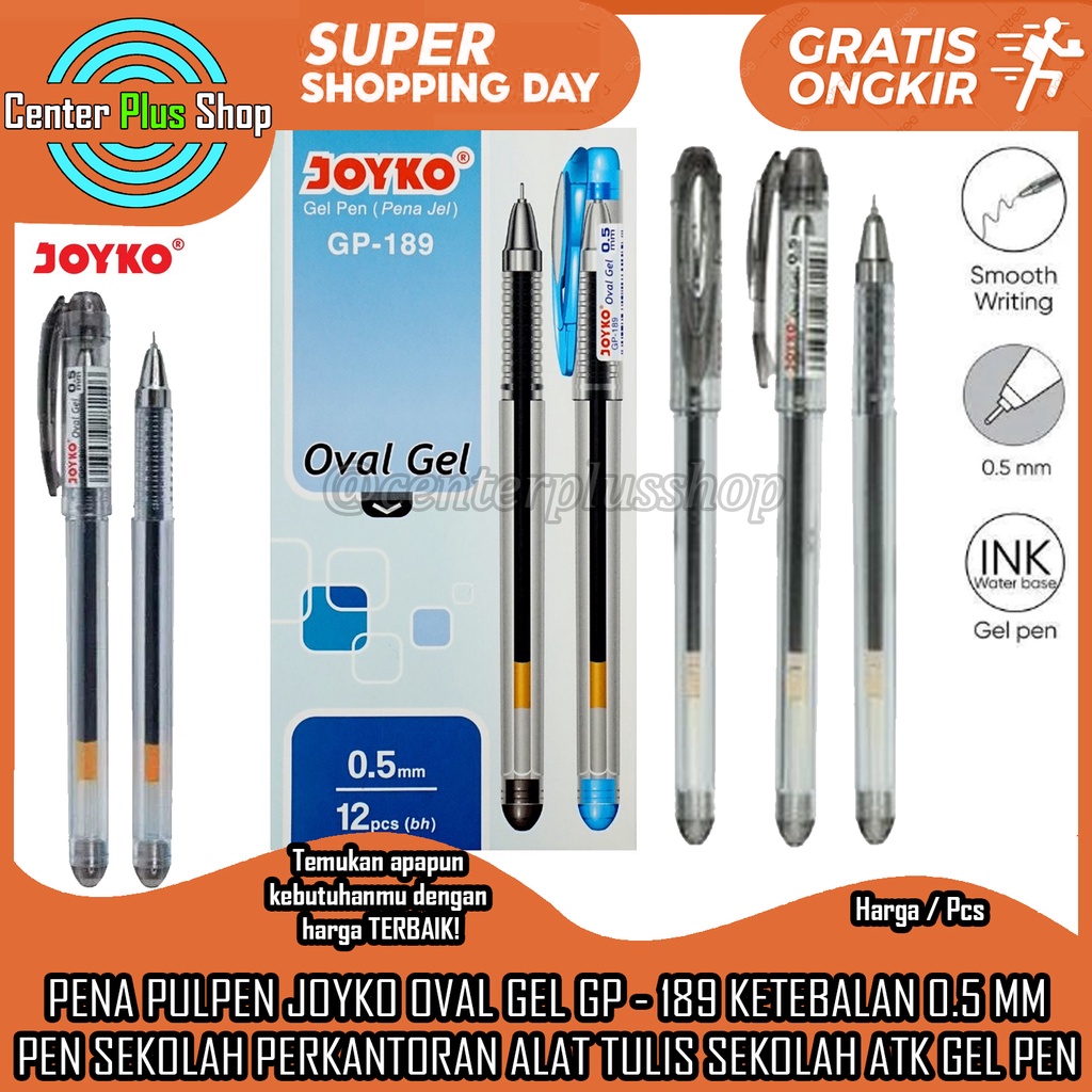 

PENA PULPEN JOYKO OVAL GEL GP - 189 KETEBALAN 0.5 MM PEN HITAM ITEM BLACK SEKOLAH PERKANTORAN ALAT TULIS SEKOLAH ATK GEL PEN OPAL JEL PER PCS DAN PER KOTAK PENNA MENULIS DAN MENGGAMBAR SEKOLAHAN DI KERJAAN KANTOR BALLPOINT BOLPOIN BALPOIN BOLLPOIN JOYCO