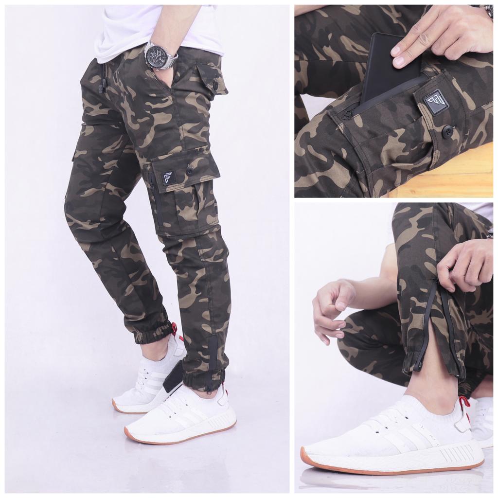 Celana Cargo joger jogger pria zipper  System Ariel  Lnz