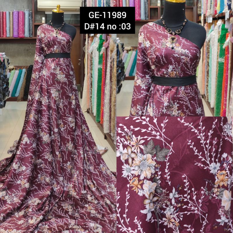 Kain Satin Silky Jacquard GE-11989 Burgundy