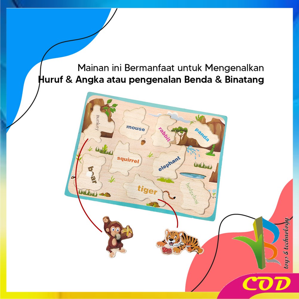 RB-M302 Puzzle Kayu Mainan Edukasi Anak Balok Kayu Knob Background Bergambar / Maenan Wooden Toys Edukatif Puzzle Kayu Knop