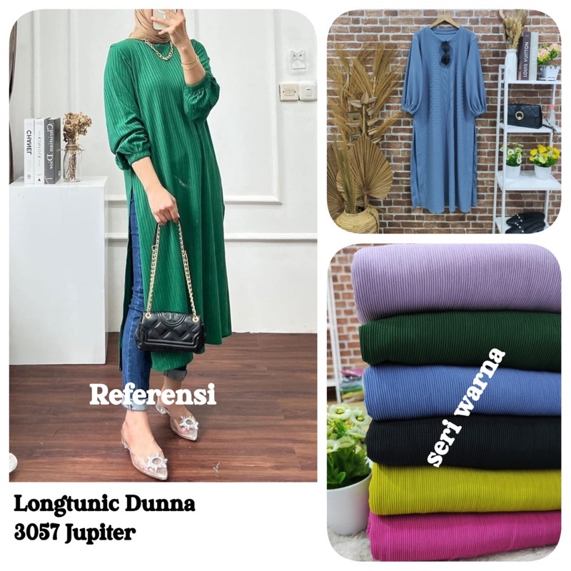 long tunik midi wanita bahan hanover merk clarke