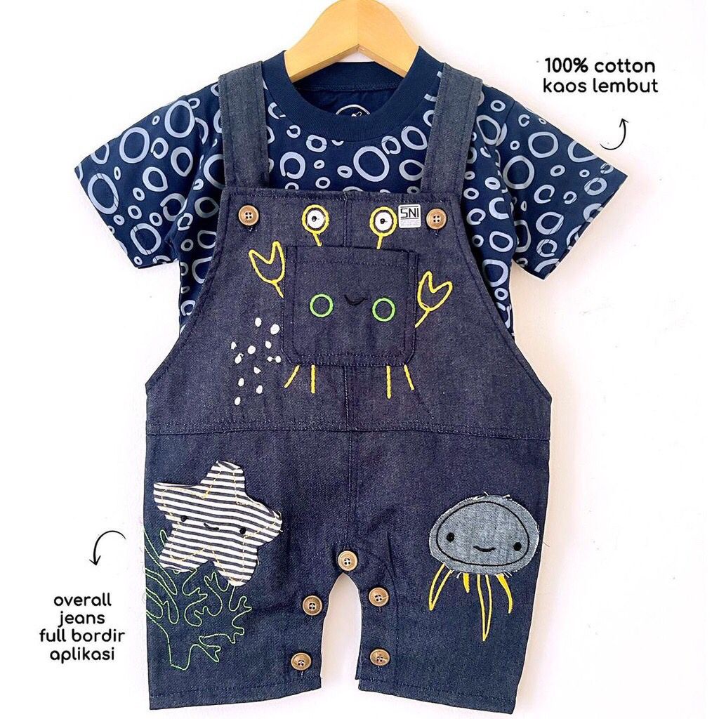 BARU! LIK057 2in1 Overall fashion bayi cowok laki-laki baju kodok Pergi Jalan Casual