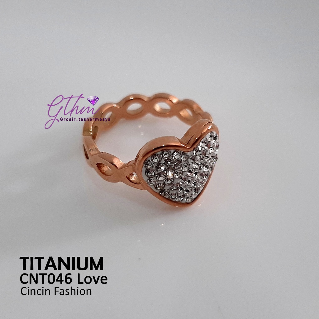 Cincin Titanium Love Mata Stainless Steel Anti Karat Mewah Elegan Perhiasan Fashion Import premium cnt046 gthm