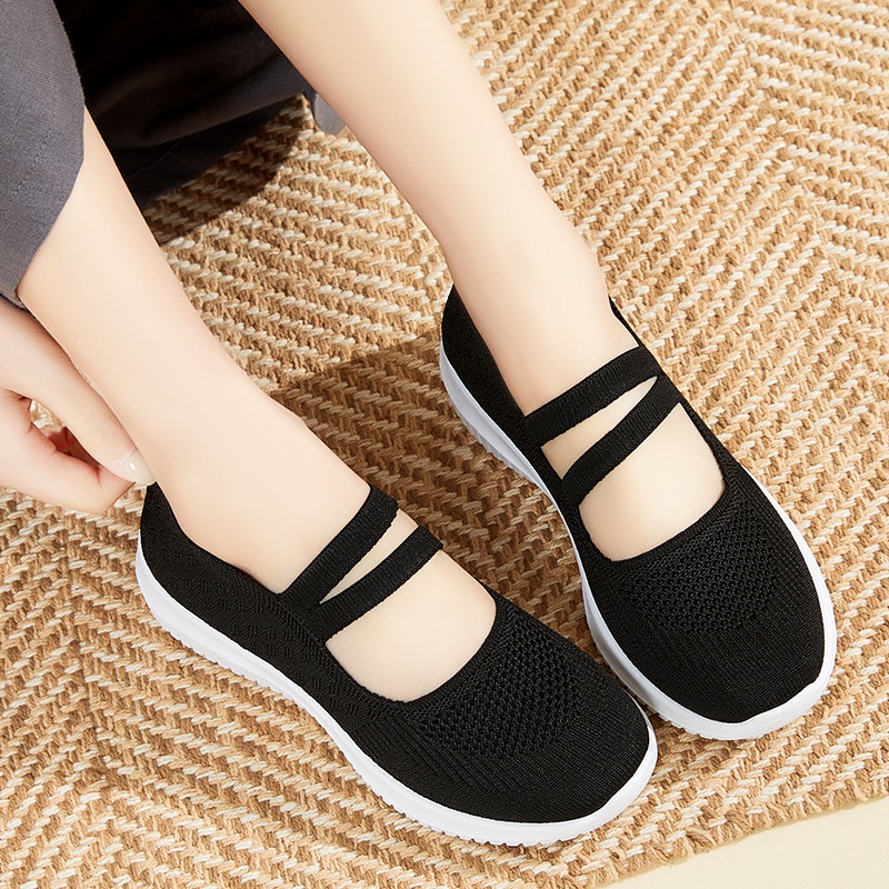 sepatu wanita import sepatu casual empuk 2 tali karet cross strap anti slip