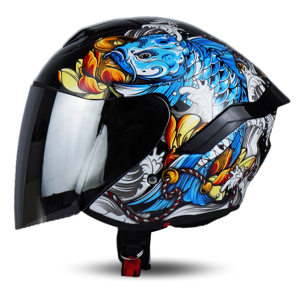 Rsix Helm Half Face Motif series KOI black SNI