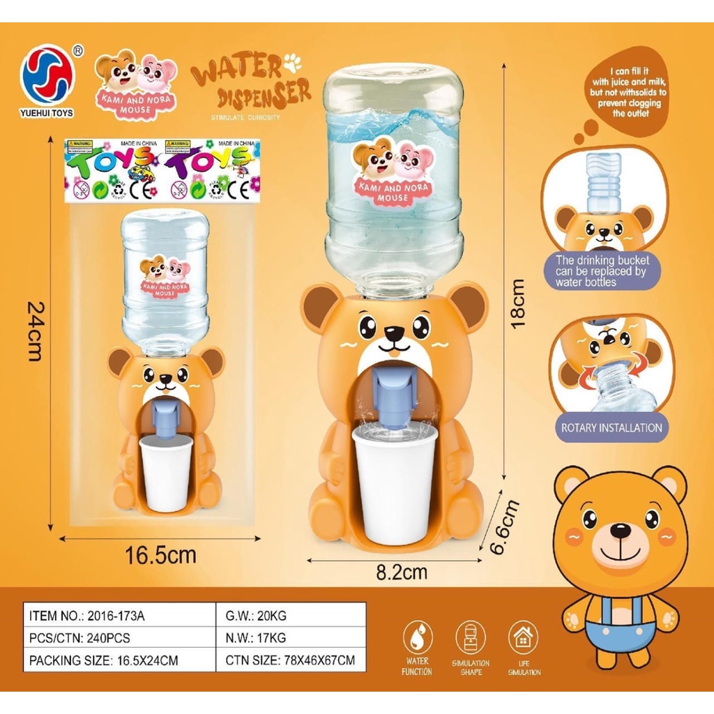 Dispenser Mini Galon Portable Anak Air Minum/Bermacam Karakter 18x8.5x7.3 cm DISPENSER AIR GALON MINI MAINAN ANAK ANAK KARAKTER LUCU