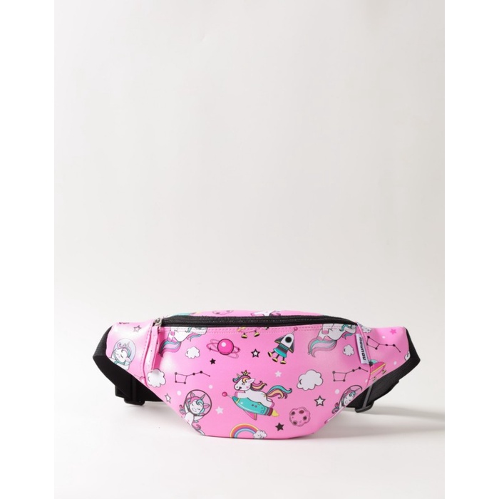 Tas Anak Tas Selempang Anak Waistbag Big Pink Unicorn Planet