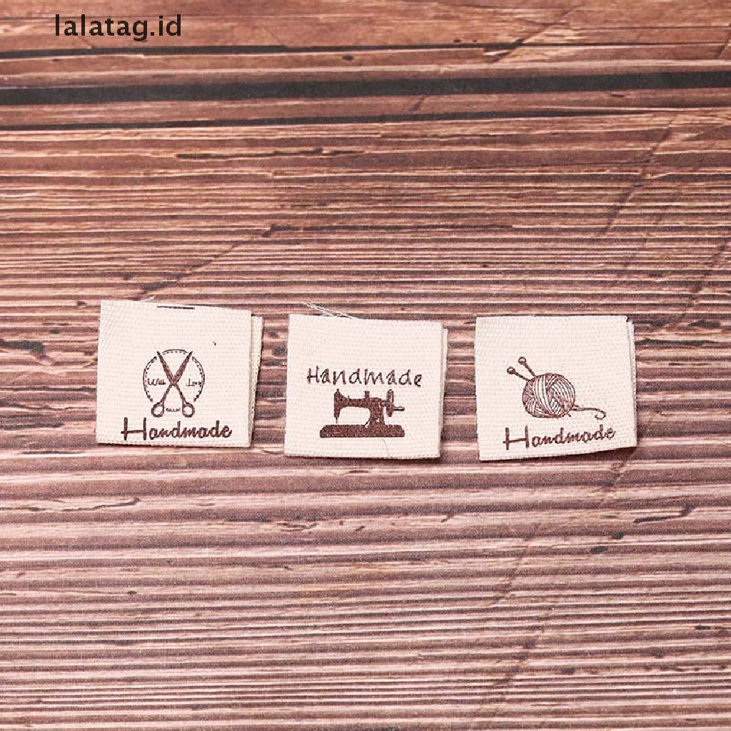 [lalatag] 50pcs Label Tag Handmade Membuat Kain Jahit Kerajinan Tangan Untuk Tas Baju DIY [ID]