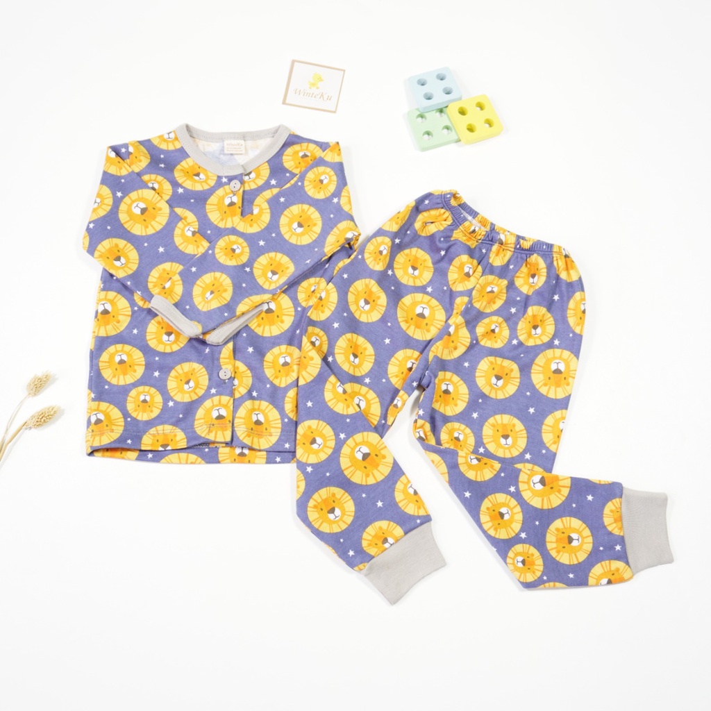 WINTEKU Button Pajamas SET Kids and Baby - Setelan PANJANG Anak dan Bayi Safari Boy