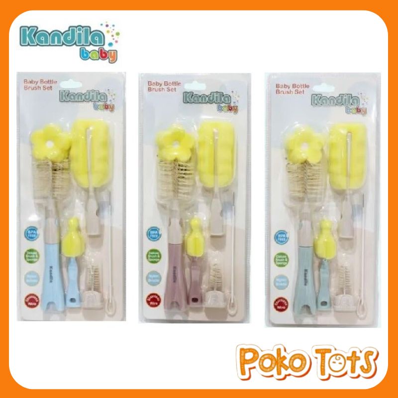 Kandila Baby Bottle Brush Set 6in1 Sikat Pembersih Botol dan Dot Bayi