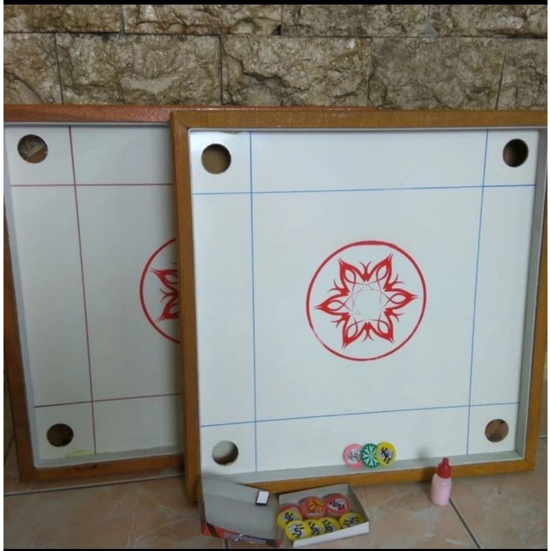 Paket meja karambol mini anak termasuk biji dan crystal karambol