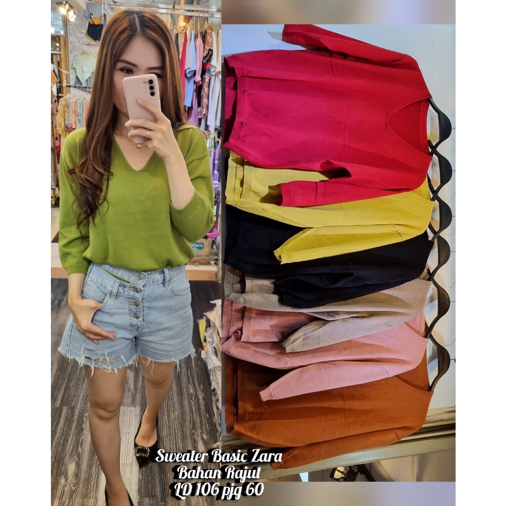 ST-SWT09 Sweater Rajut Polos Stretch Premium Fashion Wanita Import