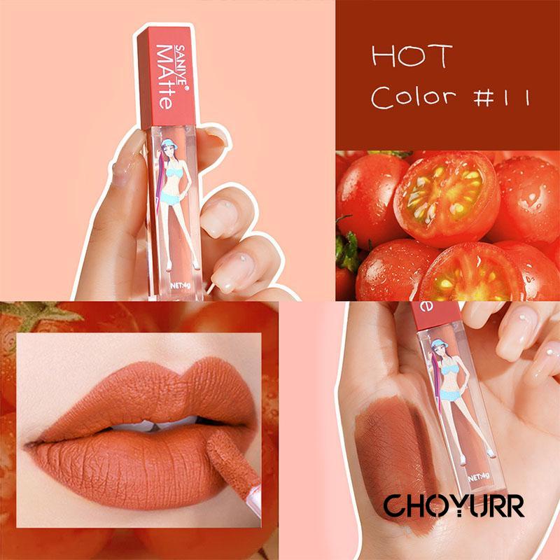 【COD】Matte Lipstick Tahan Lama Tahan Air Small Square Tube Lip Gloss Non Stick Cup Easy Color Lip Glaze-CH