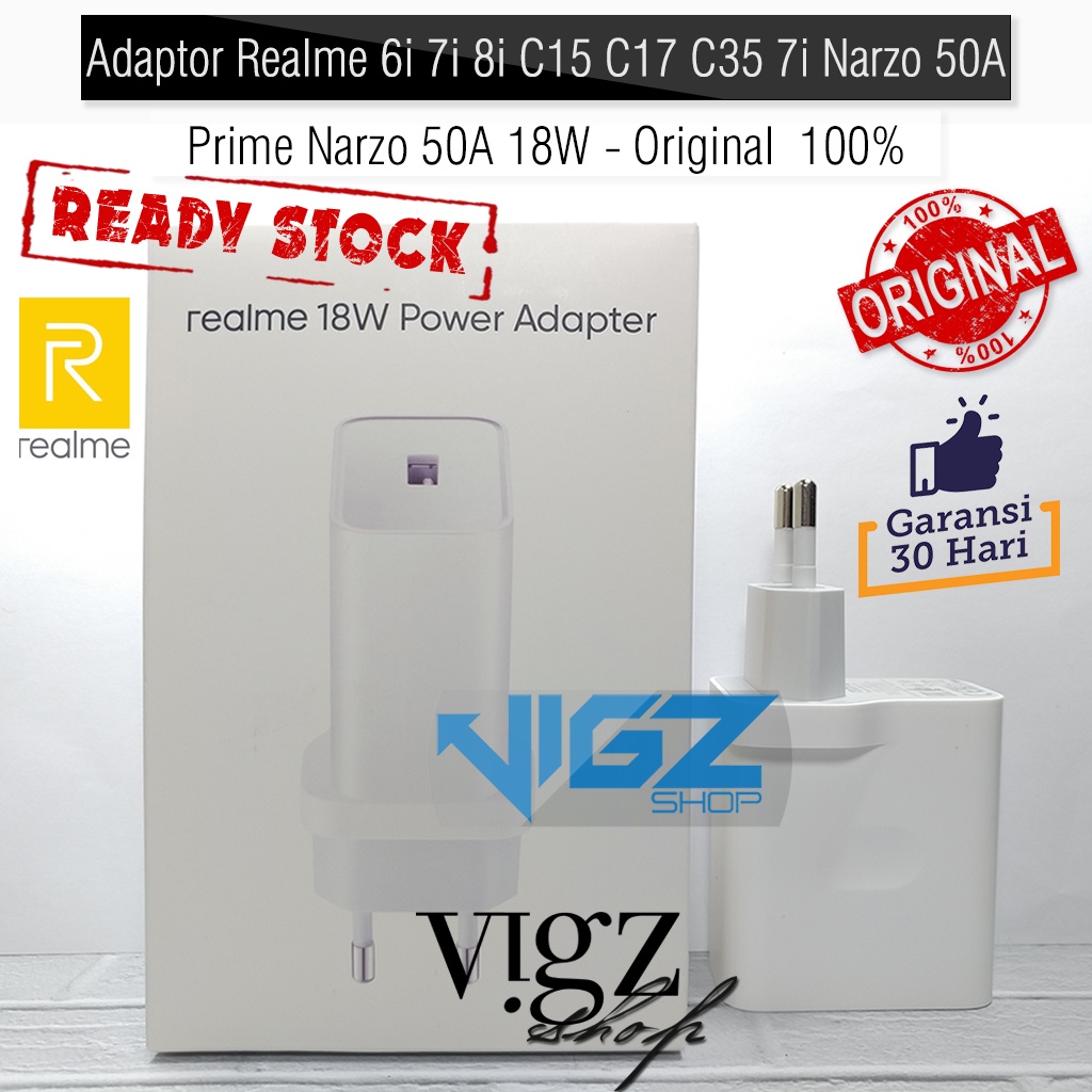 Adaptor Realme 6i 7i 8i C15 C17 C35 Narzo 50A Prime Narzo 50A 18W Original 100%