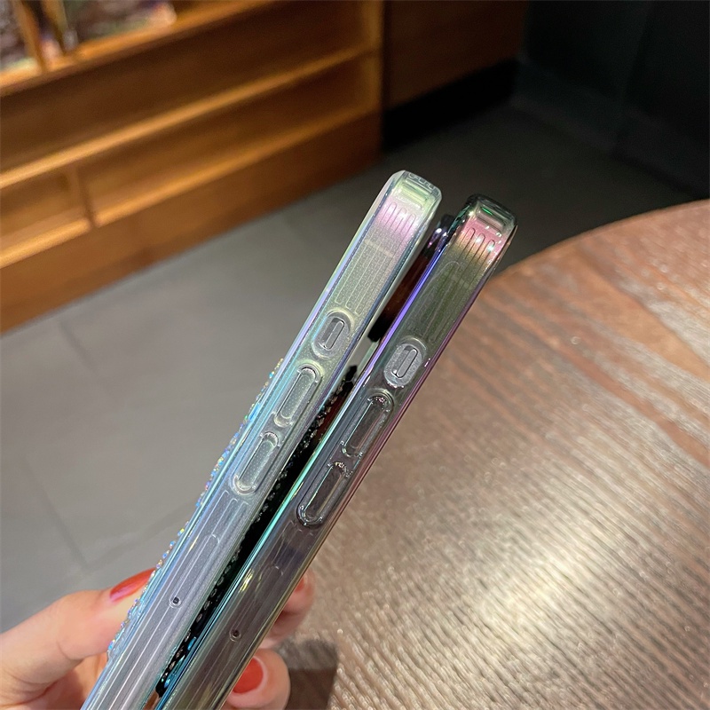 IPHONE Kartun Berlian Beruang Pasir Hisap Casing Ponsel Untuk Iphone11 12 13 14 Pro Xs Max7 8 14 Plus XR X Film Pelindung Lensa Bening Shockproof Cover