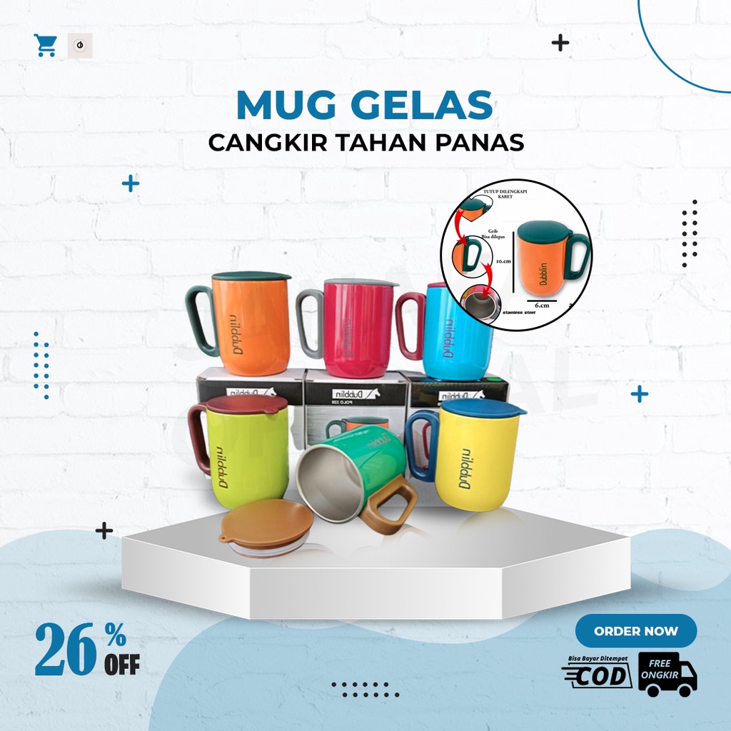 Mug Gelas Cangkir Tahan Panas Dubblin Polo 220 220ML Mug Dubblin Kopi Teh Stainless Stell