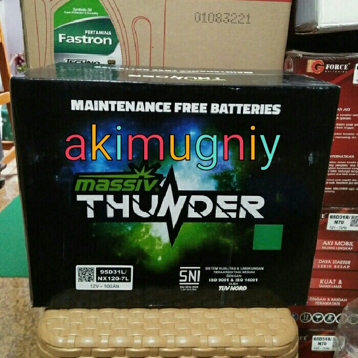aki massiv thunder 105d31l nx120-7l 12v 100ah aki kering ns gs yuasa