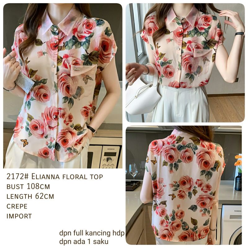 MDLV ~ 2172# Elianna Floral Top Blouse Kemeja Flower korea import