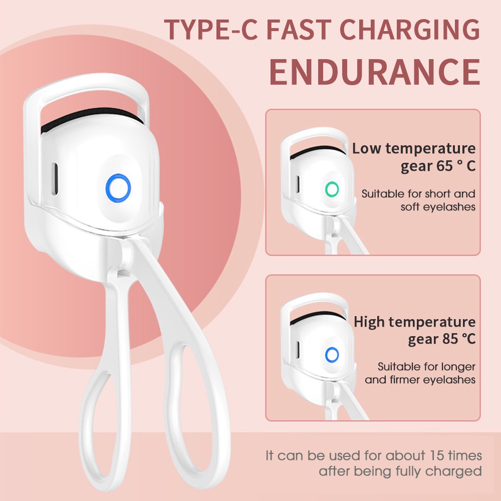 Curling Charging Double-Temperature Eyelash Curler Pengeriting Bulu Mata Elektrik Tahan Lama Stereotip Pengeriting Bulu Mata Pemanasan Cepat Pengeriting Bulu Mata