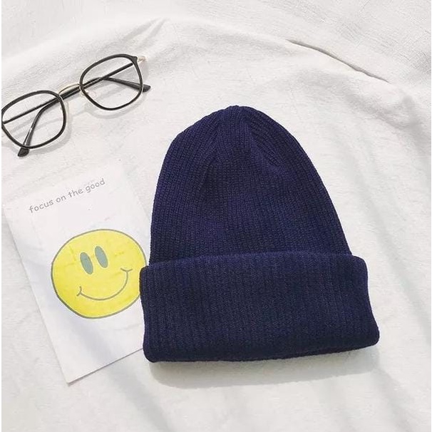 Kupluk Polos Beanie hat Pendek Tebal wol short Beanie Polos Pria dan Wanita bayar di tempat