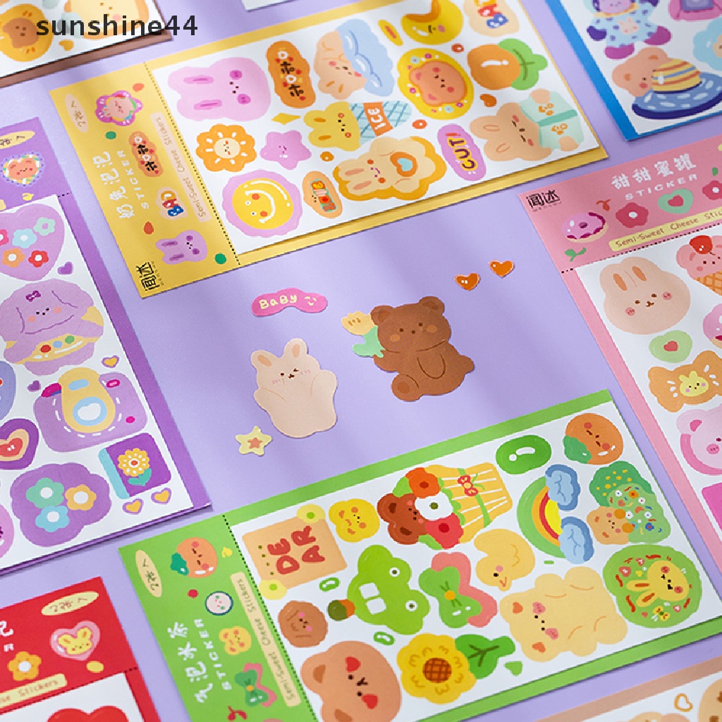 Sunshine 2PCS/Box Stiker Kartun Dekorasi Scrapbooking Alat Tulis Perlengkapan Sekolah.