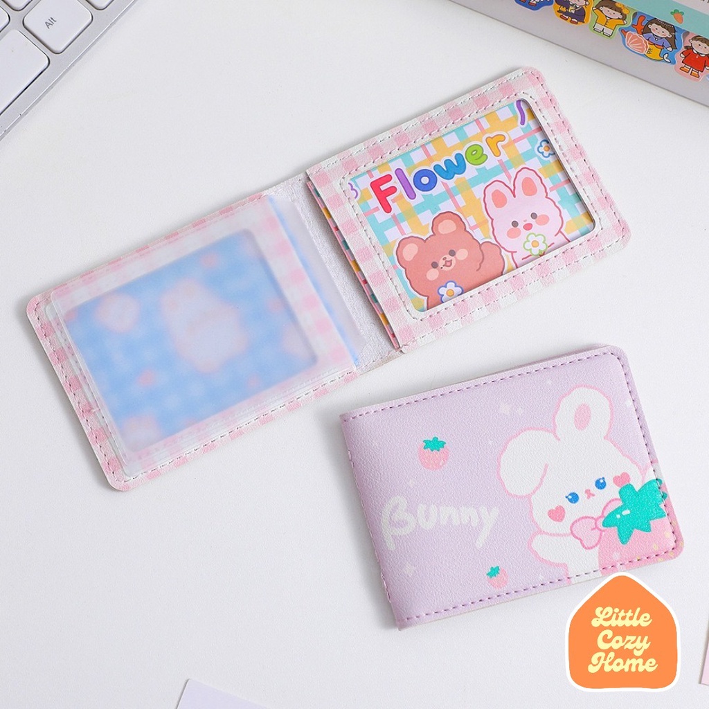 Kawaii Girl Leather Wallet / Dompet Kulit PU Wanita Import Lipat Resleting Anak Cewek Perempuan Remaja Photo Card Holder Case Ala Korea Motif Karakter Pastel Accessories