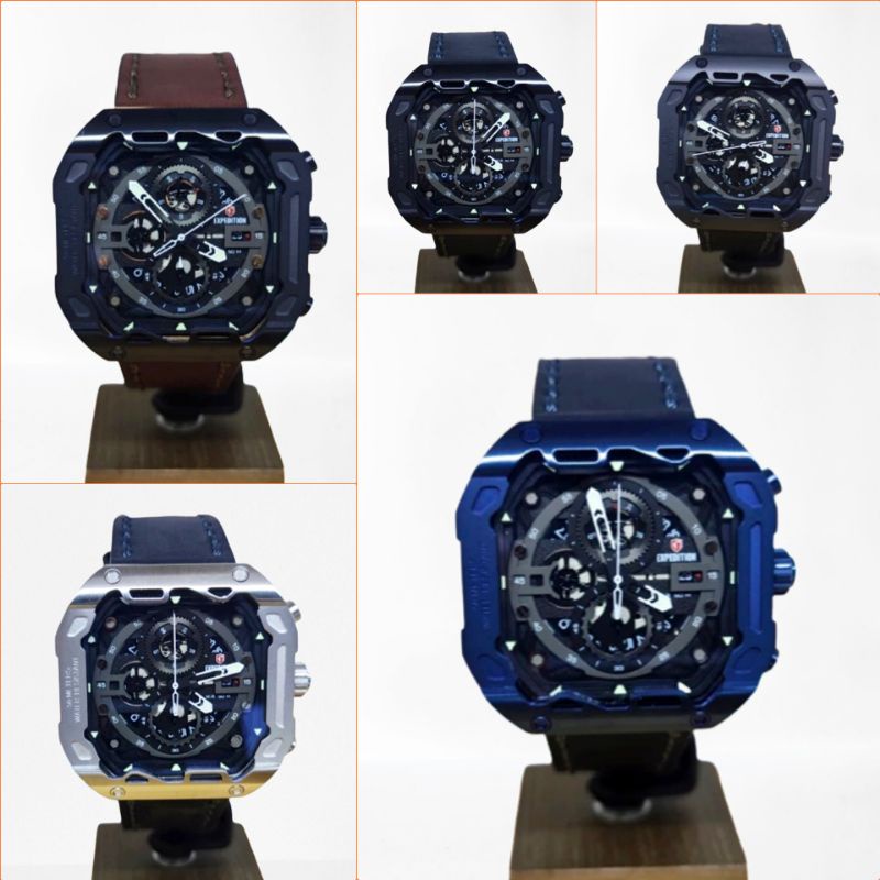 Jam Tangan Expedition Pria Original E 6826 e6826 Stainless Steel Tali Kulit Garansi Resmi Internatio