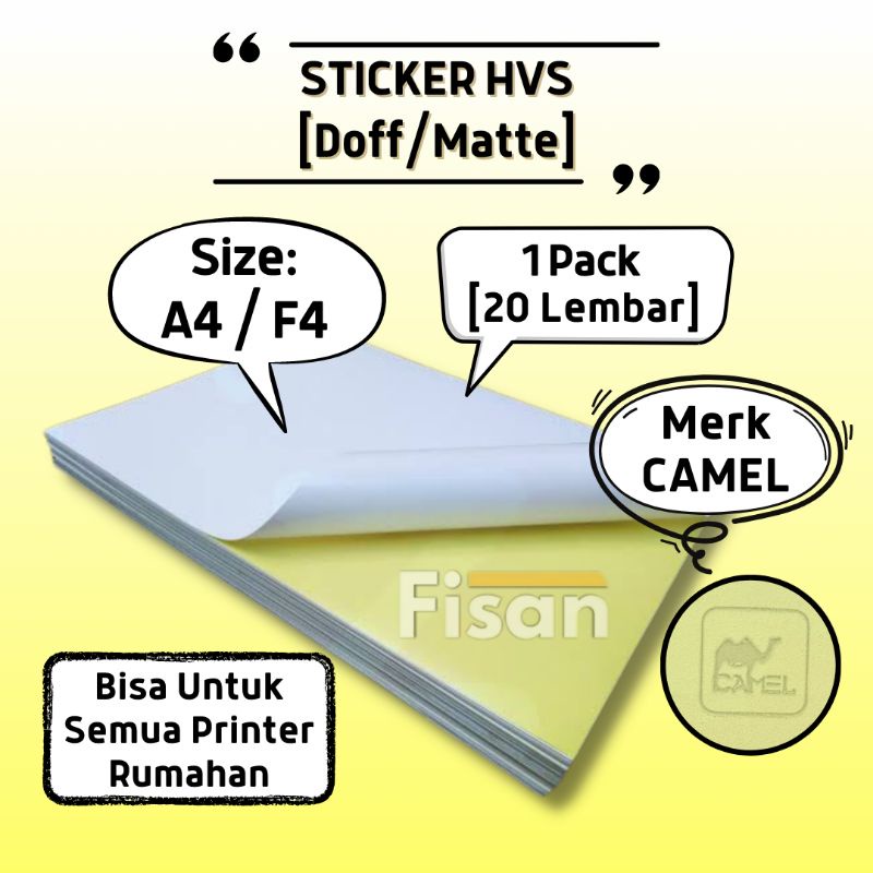 

20 Lembar Stiker Sticker HVS A4 / F4 Doff Matte Camel
