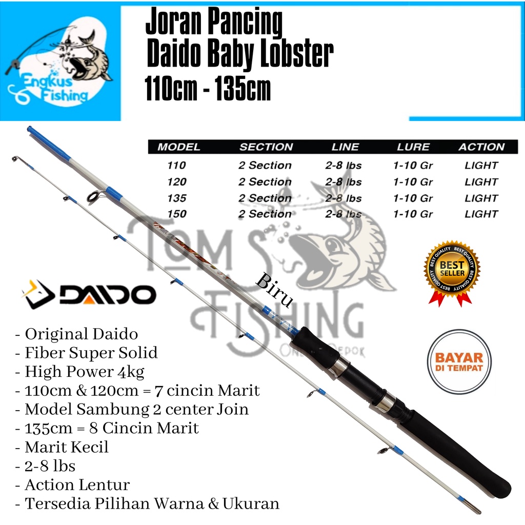 Joran Pancing Daido Baby Lobster 110cm -135cm Fiber Solid (2-8lbs / 4kg) Murah - Engkus Fishing