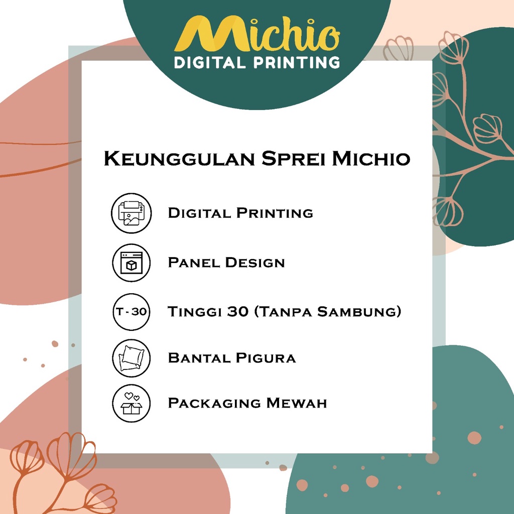 Michio Digital Printing Sprei Uk 160/180 T 30 - Flower Up