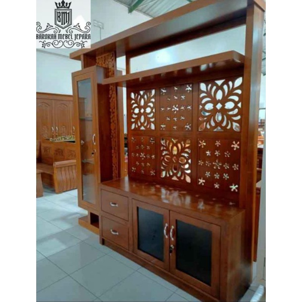 bufet tv jati partisi penyekat ruangan