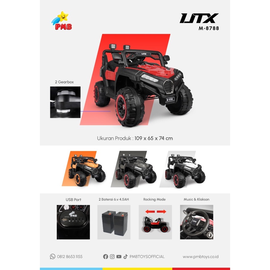 Jual MOBIL AKI ANAK UTX JEEP PMB M - 8788 UTX M8788 OFFROAD MAINAN ANAK