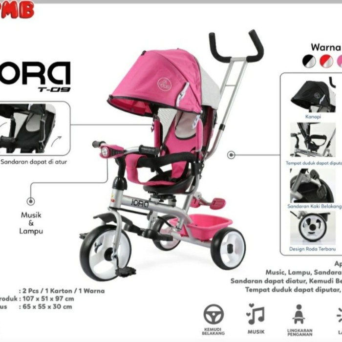 Jual Sepeda anak roda tiga stoller PMB Iora T-09 Diskon
