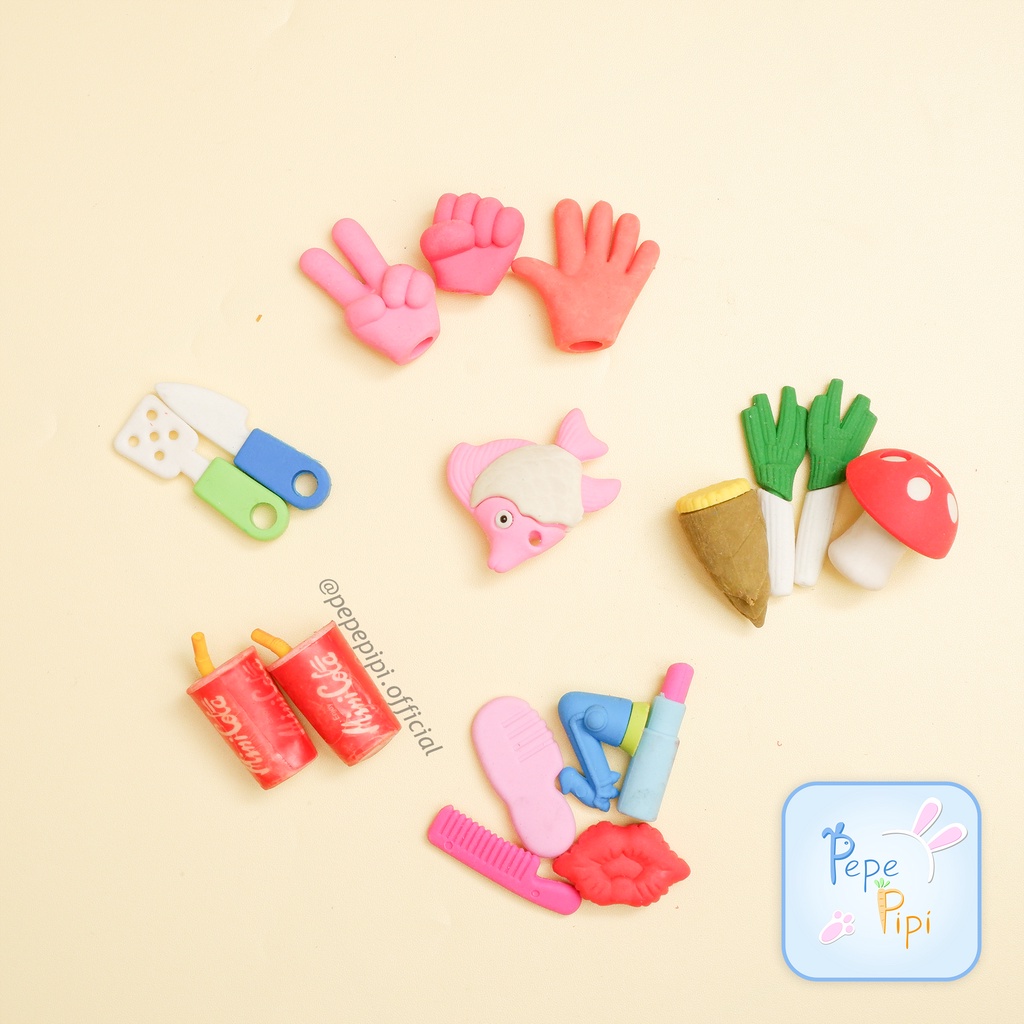 Penghapus 3D Pouch Mix Eraser Stip Setip Hapusan