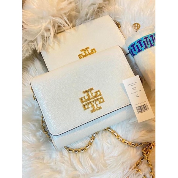 Tas Tory Burch Original Britten Chain Wallet Crosbody Bag New Ivory