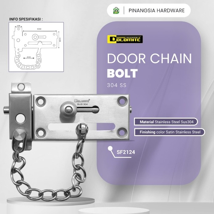 Grendel Grendel Rantai Pintu Rumah/Door Chain/Door Guard/Slot Pintu Tambahan
