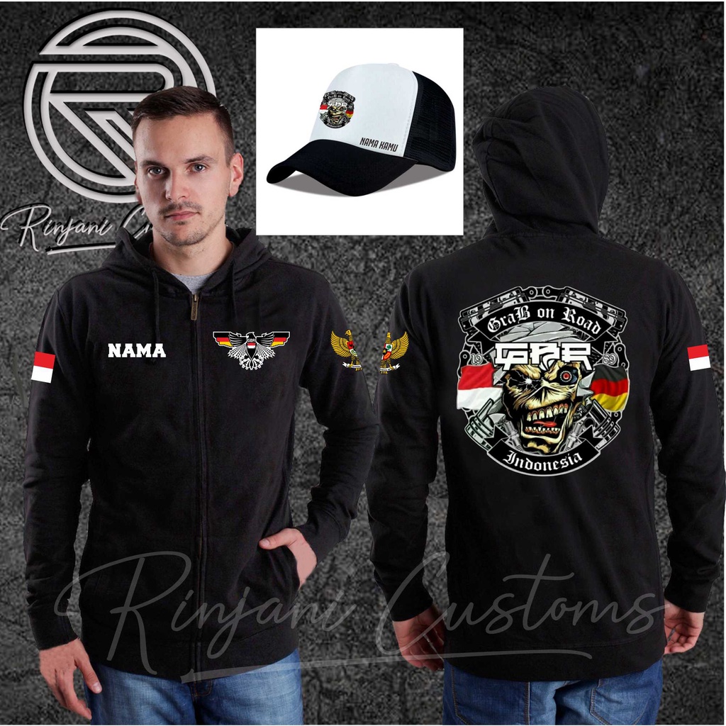 JAKET GBR INDONESIA.JAKET GRAB ON ROAD.BISA TAMBAH NAMA