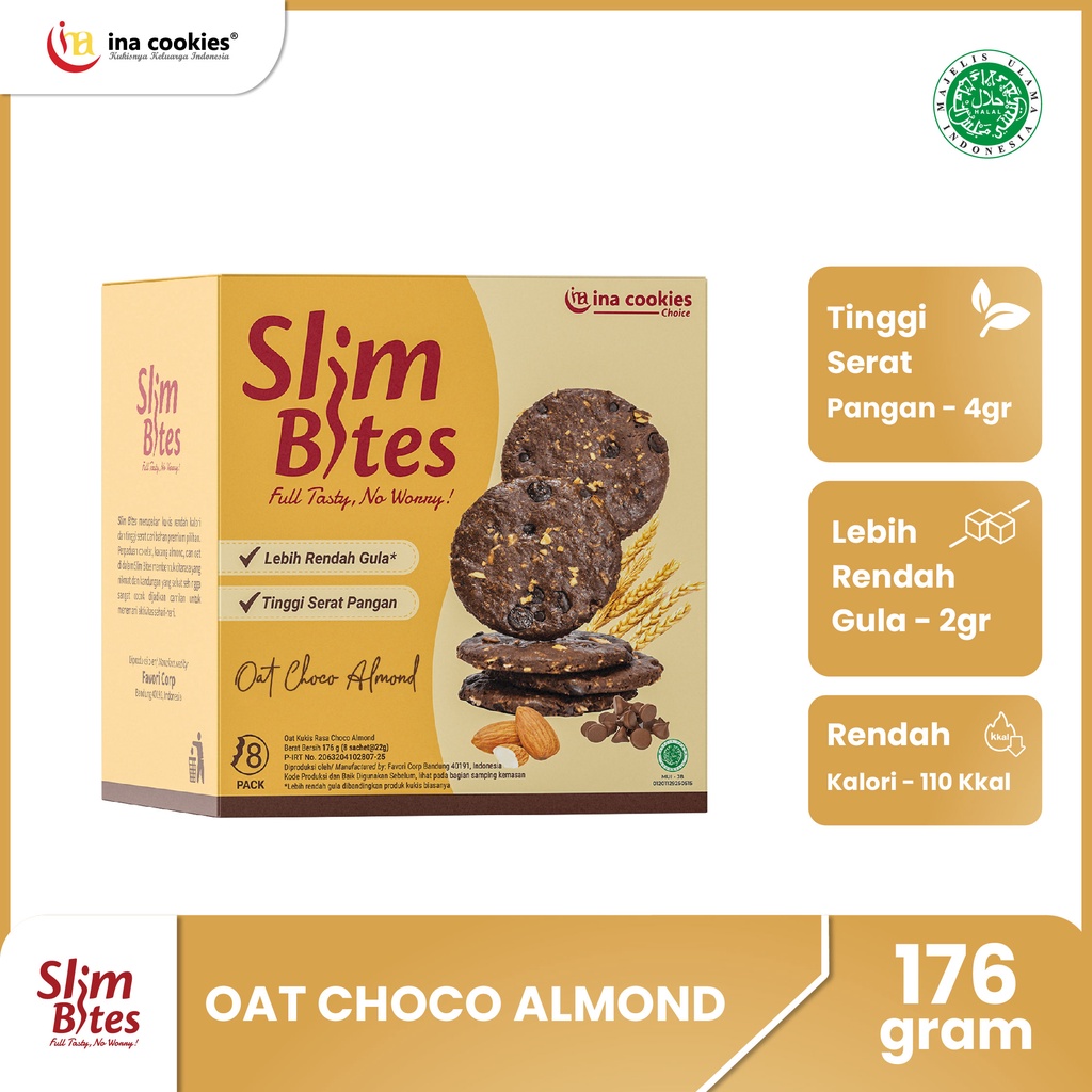 

Slim Bites Oat Choco Almond 176gr by Ina Cookies