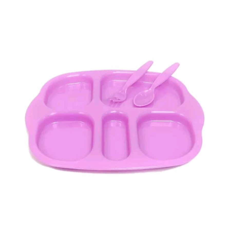 PROMO SALE NEW Nia Kid  Set 3in1 Piring Makan Anak 5 Sekat Anti Pecah