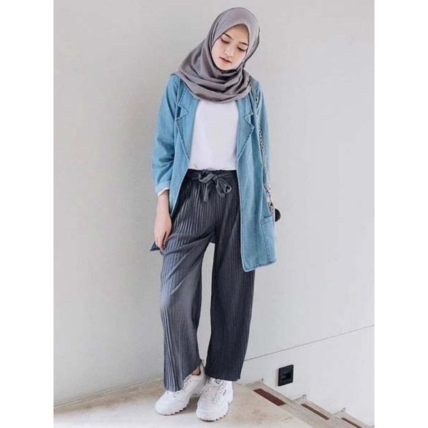 [TEBAL] KULOT PLISKET PREMIUM LIDI TALI | Celana Kulot Jersey Lidi Kecil | Plisket Hyget