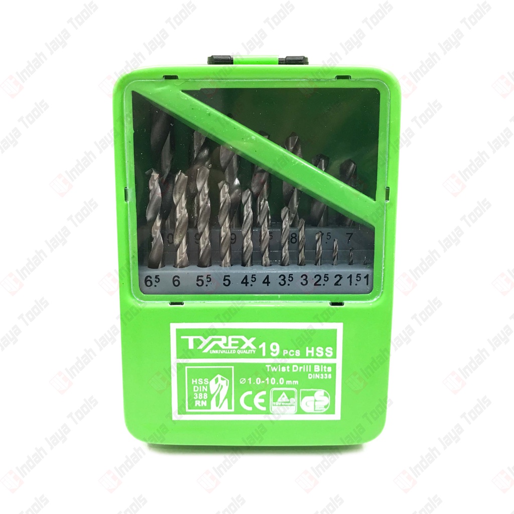 TYREX Mata Bor Besi Set 19 Pcs HSS 1 - 10 mm Twist Drill Bits Set