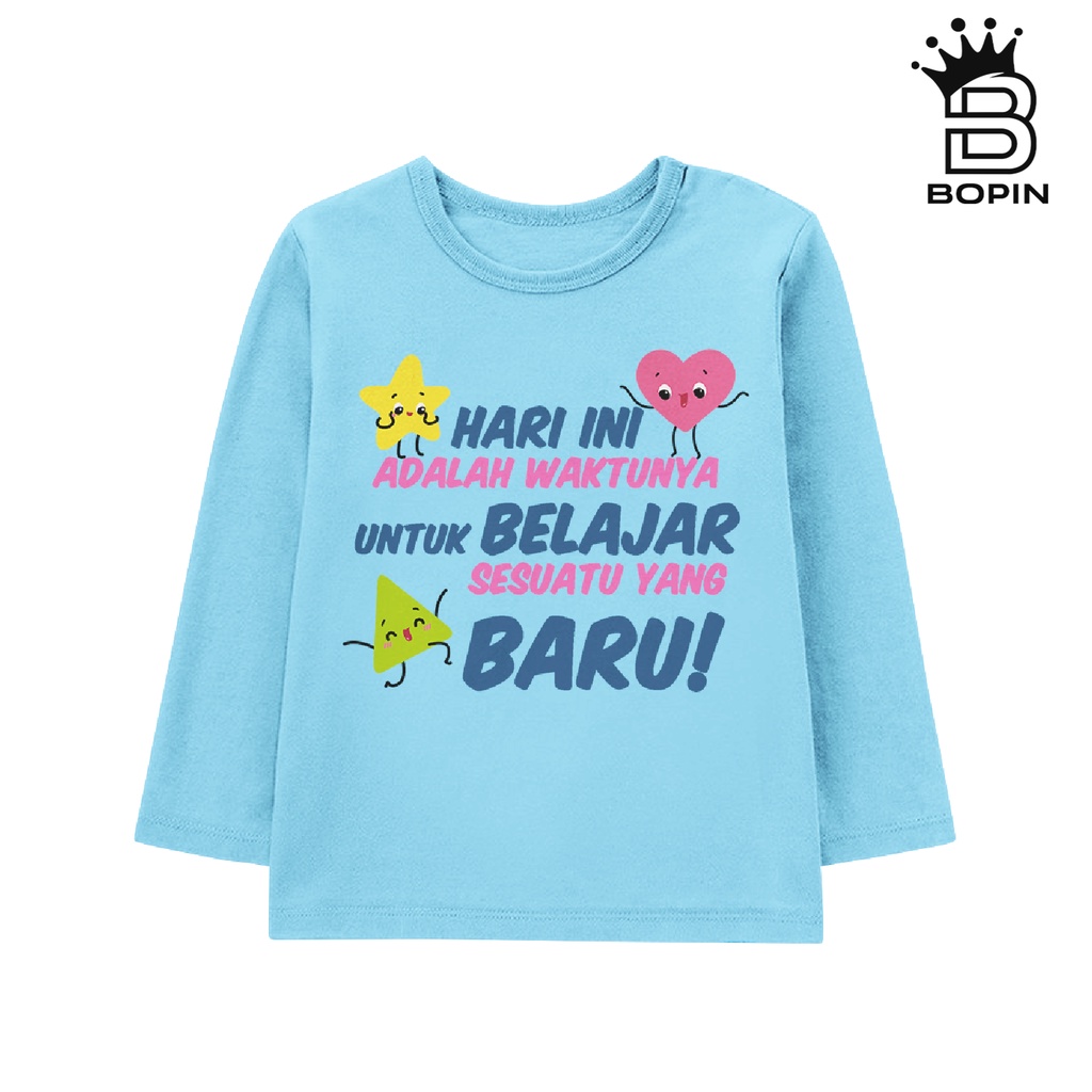 Kaos Anak Lengan Panjang Laki-laki dan Perempuan Edukasi Series Warna Biru Muda