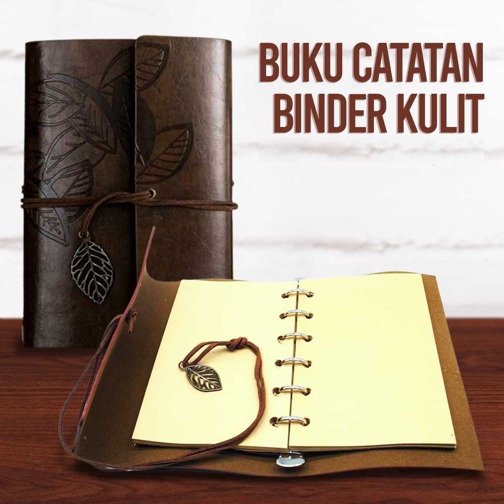 

Buku Catatan Binder Cover Kulit Motif Daun - Note Catatan Dengan Cover Leather Dengan isi 70 Lembar