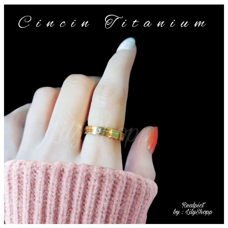 Cincin Titanium Anti Karat Mata Pasir Satu / cincin wanita / Cincin Couple