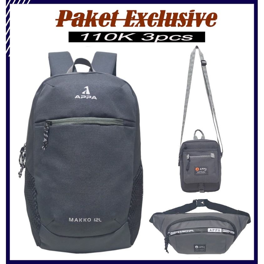 BIG SALE!! Paket 2 IN 1 Tas Ransel 12L Distro Original + Tas Pinggang Original Pria / Wanita TERBARU!!