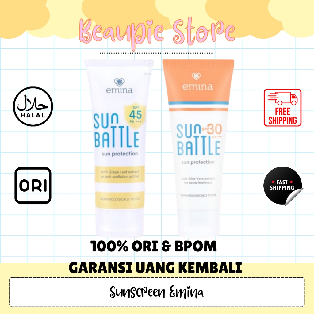 [60ml] Emina Sun Battle SPF 30 60 ml Sunscreen Sunblock Tabir Surya